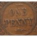 AUSTRALIA 1920 . ONE 1 PENNY . VARIETY . DOUBLE DOT . 6 PEARLS . PART DIAMOND